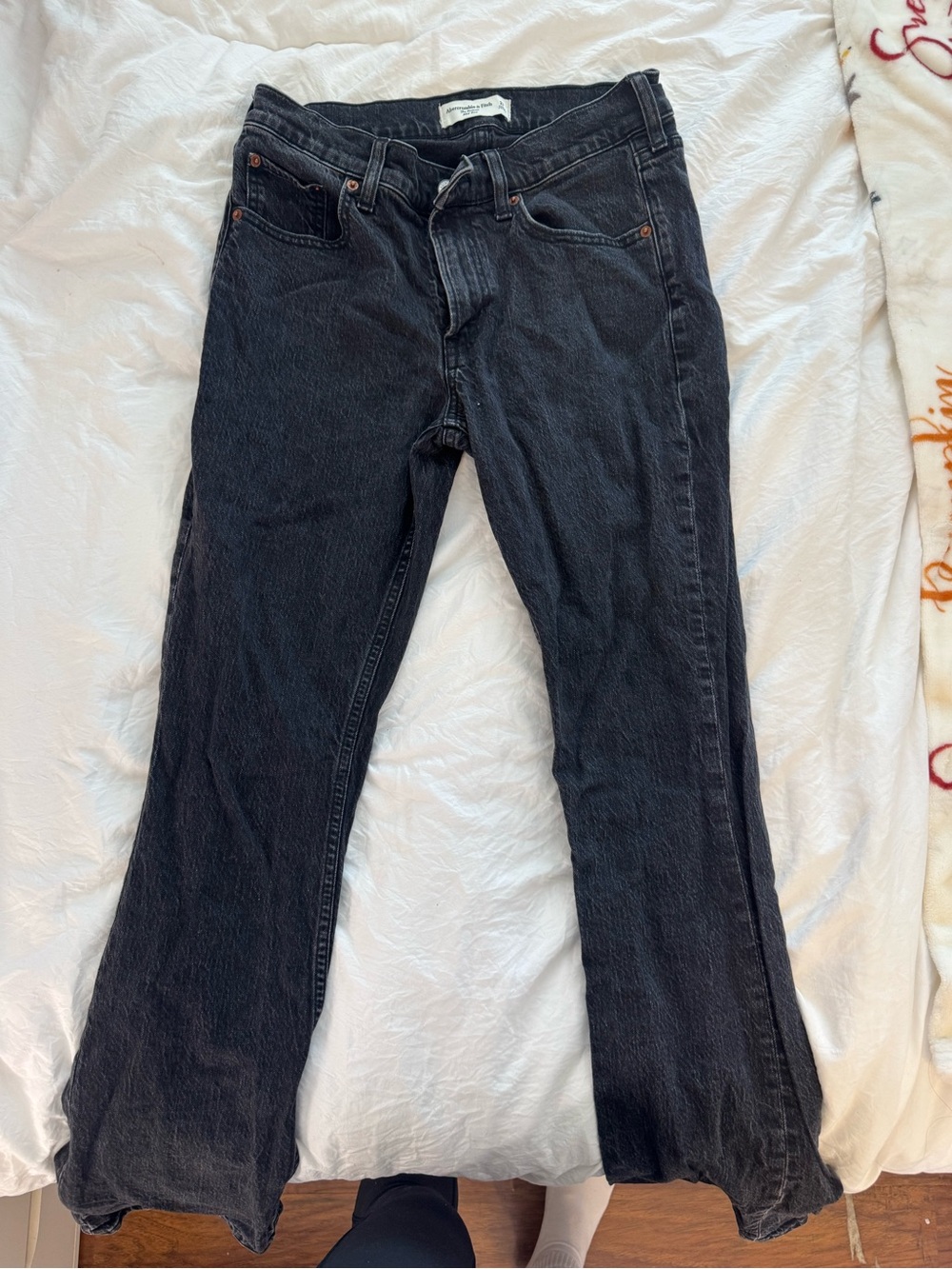 Abercrombie & Fitch Black Flared Wide-Leg Jeans